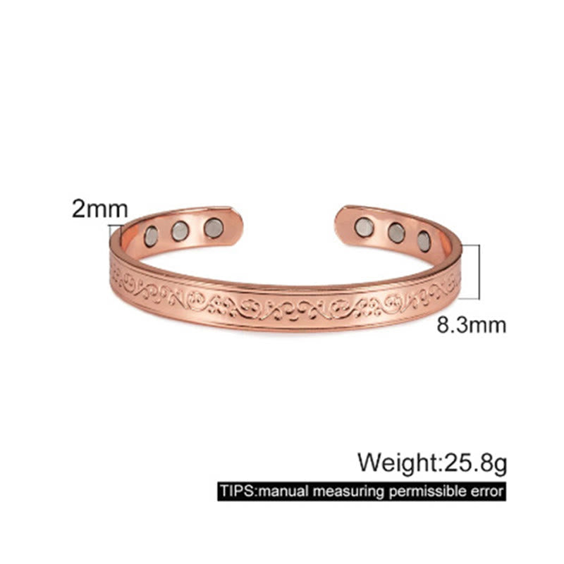 Wear FengShui Engraved Patterned Copper Balance Open Cuff Bracelet Bangle