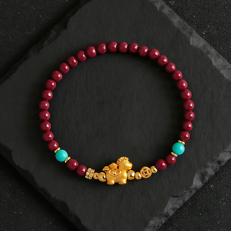 Wear FengShui Year Of The Horse Fu Character Cinnabar Calm Bracelet