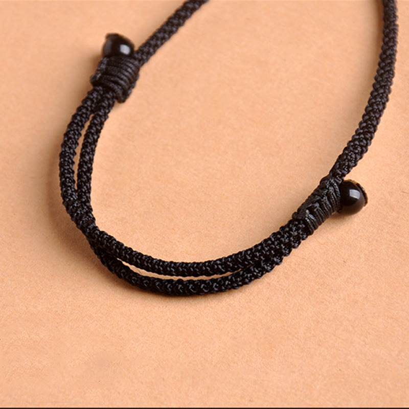 Wear FengShui Chinese Zodiac Natal Buddha Ebony Wood Tiger Eye Black Onyx Calm Necklace Pendants