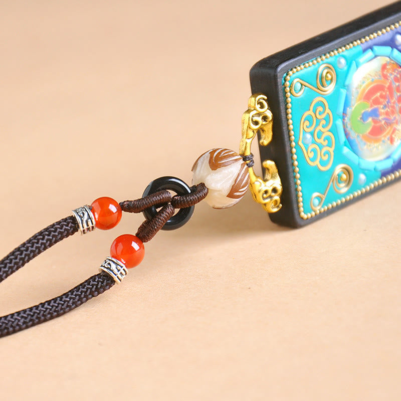 Wear FengShui Medicine Buddha Ebony Wood Peace Necklace Pendant