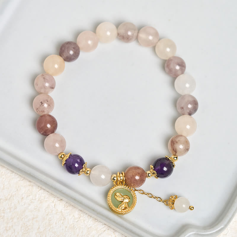 Wear FengShui Golden Silk Jade Fu Character Rabbit Ward Off Evil Spirits Bracelet