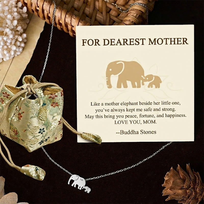 Wear FengShui "FOR DEAREST MOTHER" Elephant 925 Sterling Silver Necklace Pendants Includes Gift Message Card