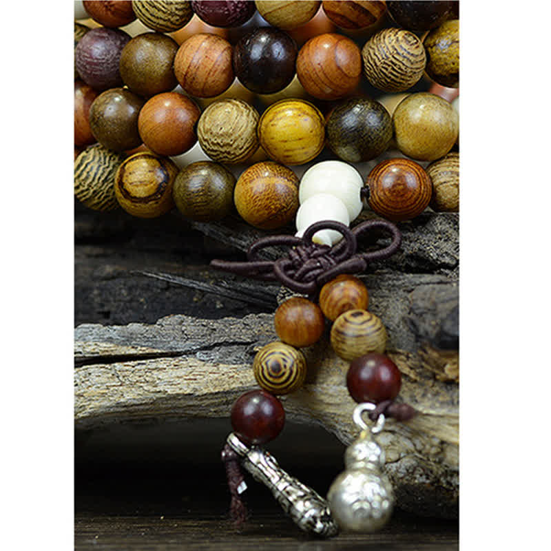 Wear FengShui 108 Beads Multi-Tone Natural Wood Calm Energy Mala