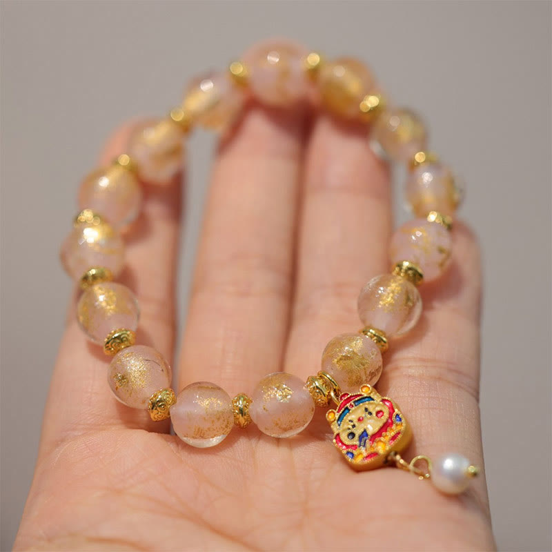 Wear FengShui Gourd God Of Wealth Charm Fortune Liuli Glass Bead Incense Ash Porcelain Bead Bracelet
