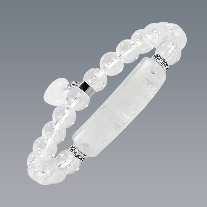 Wear FengShui Natural Quartz Love Heart Healing Beads Bracelet