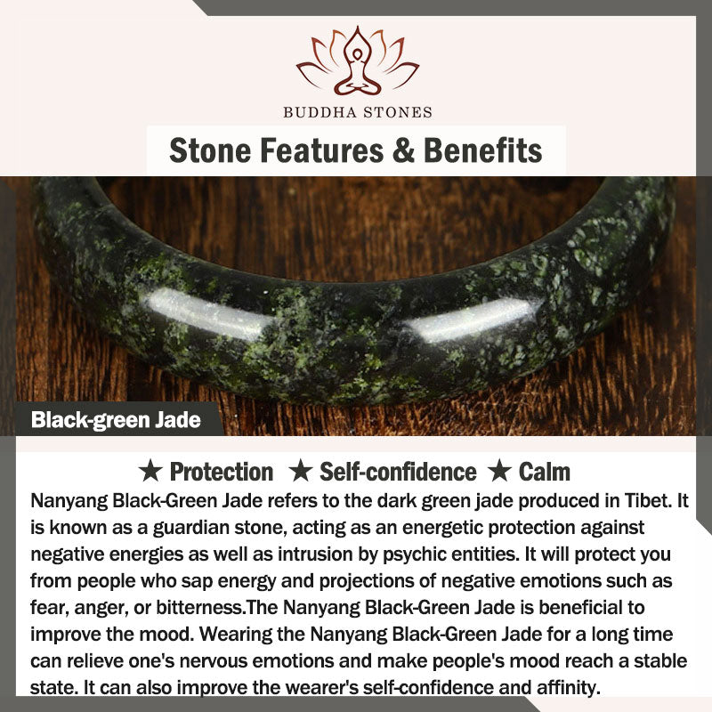 Wear FengShui Tibetan Nanyang Black-Green Jade PiXiu Peace Buckle Protection Necklace Pendant