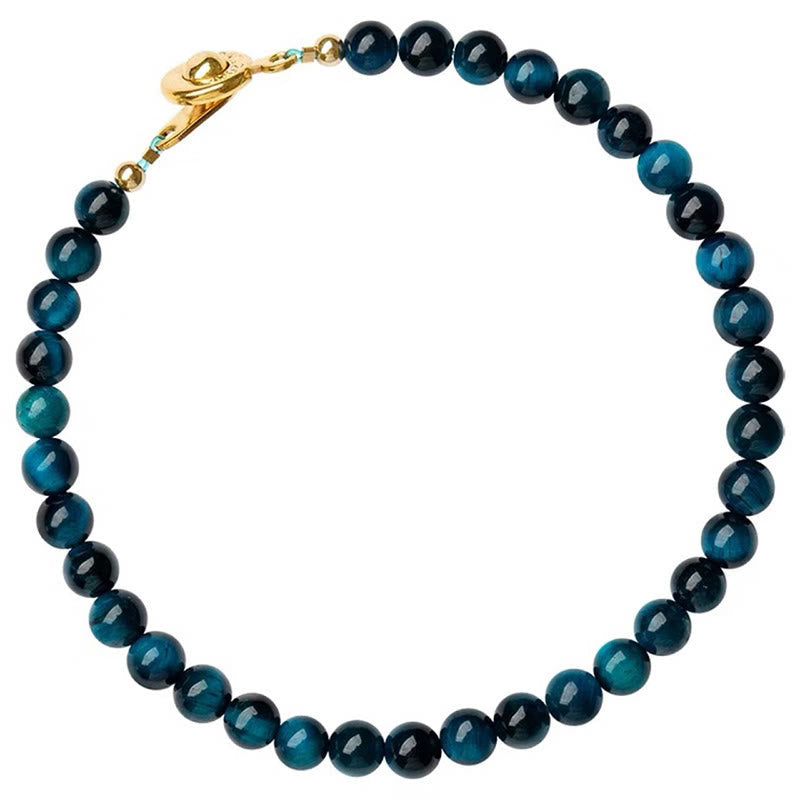 Wear FengShui Natural Blue Tiger Eye Stone Protection Chain Bracelet