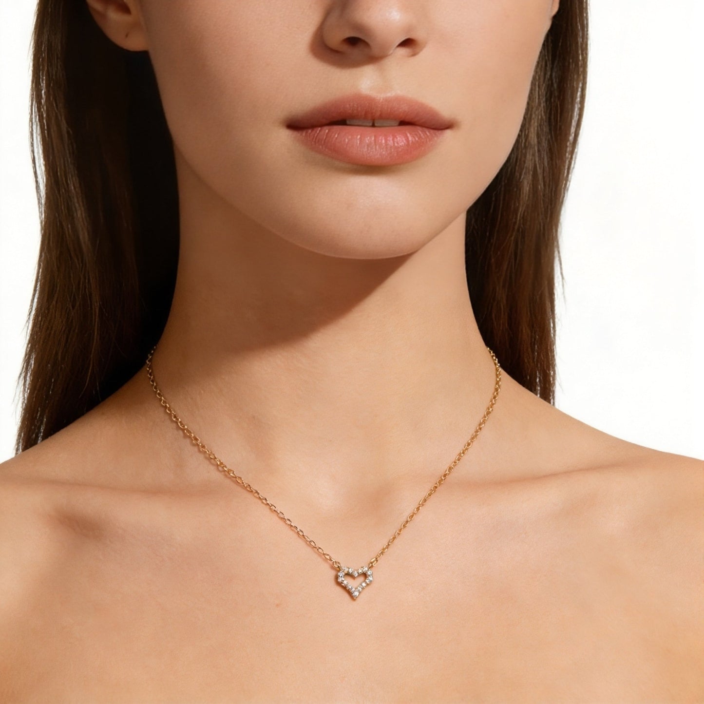 925 Sterling Silver Heart Necklace – White Gold Color Love Heart Collarbone Chain, Gift for Girlfriend & Best Friend