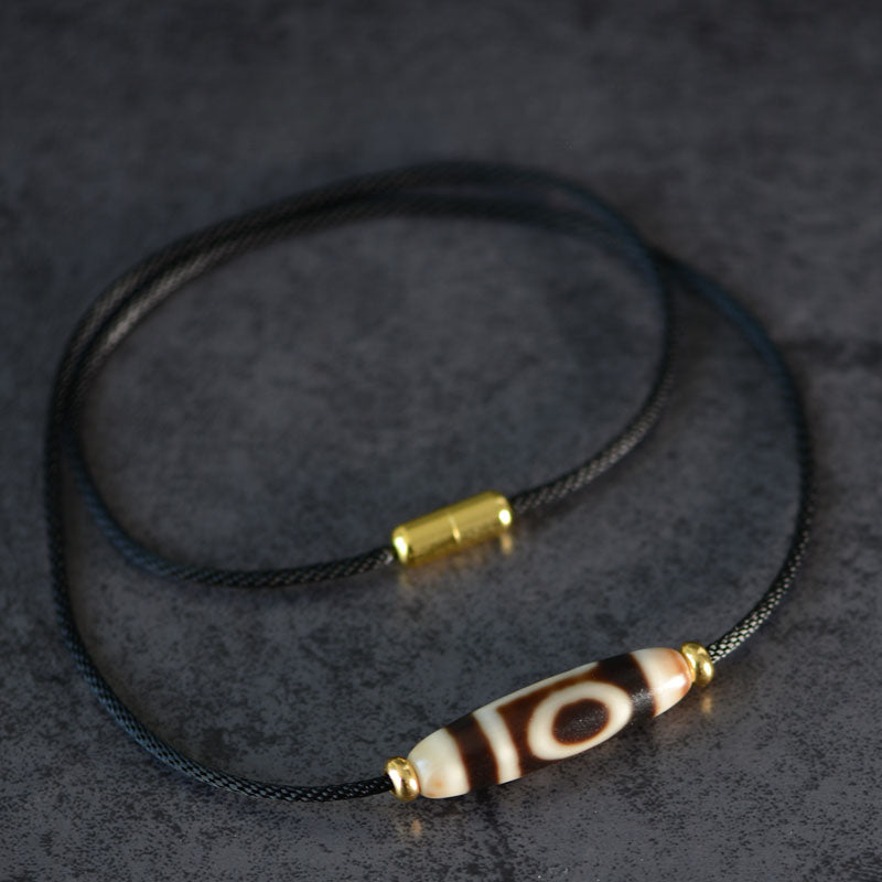 Dzi Bead Pendant Agate, Length 38mm and Width 11.5, Random Style