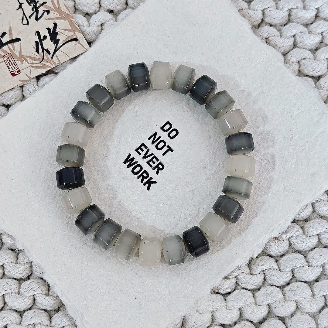 Premium Mini Golden Wheel Beads Mint Iced Tea Multi-Treasure White Jade Bodhi Bead Bracelet