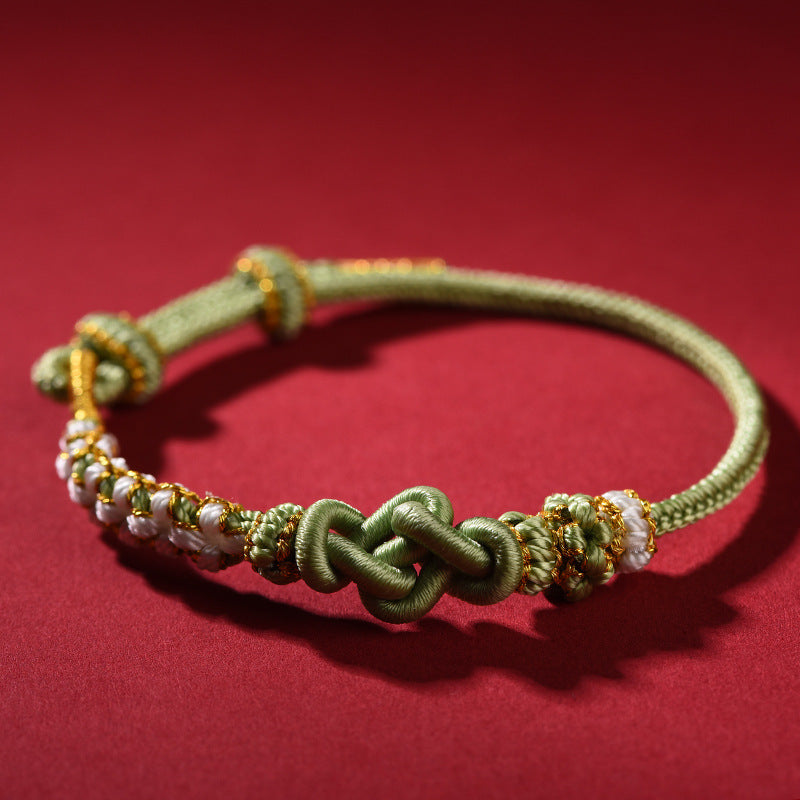 Handmade Red String Bracelet with Mandala Peach Blossom Knot – Couples’ Matching Set for Love and Connection