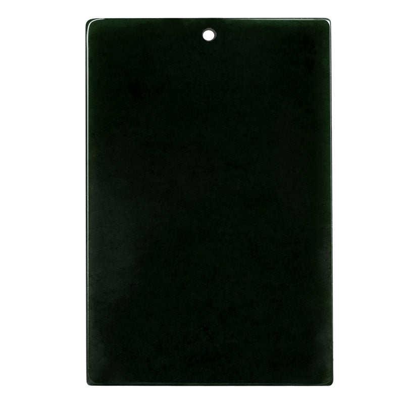 Natural Hetian Black Jade “Peace Plaque” Pendant – Elegant Black-Green Jade Amulet for Men & Women, Fashion Jade Necklace Charm