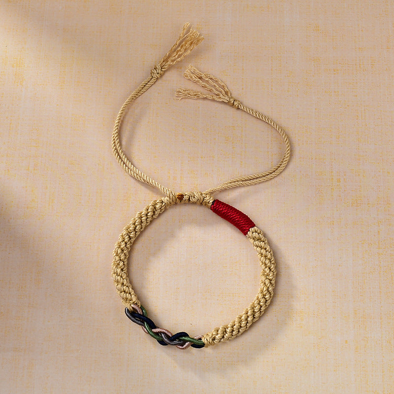 New Tibetan-Inspired Solid-Color Braided Bracelet for Blessing