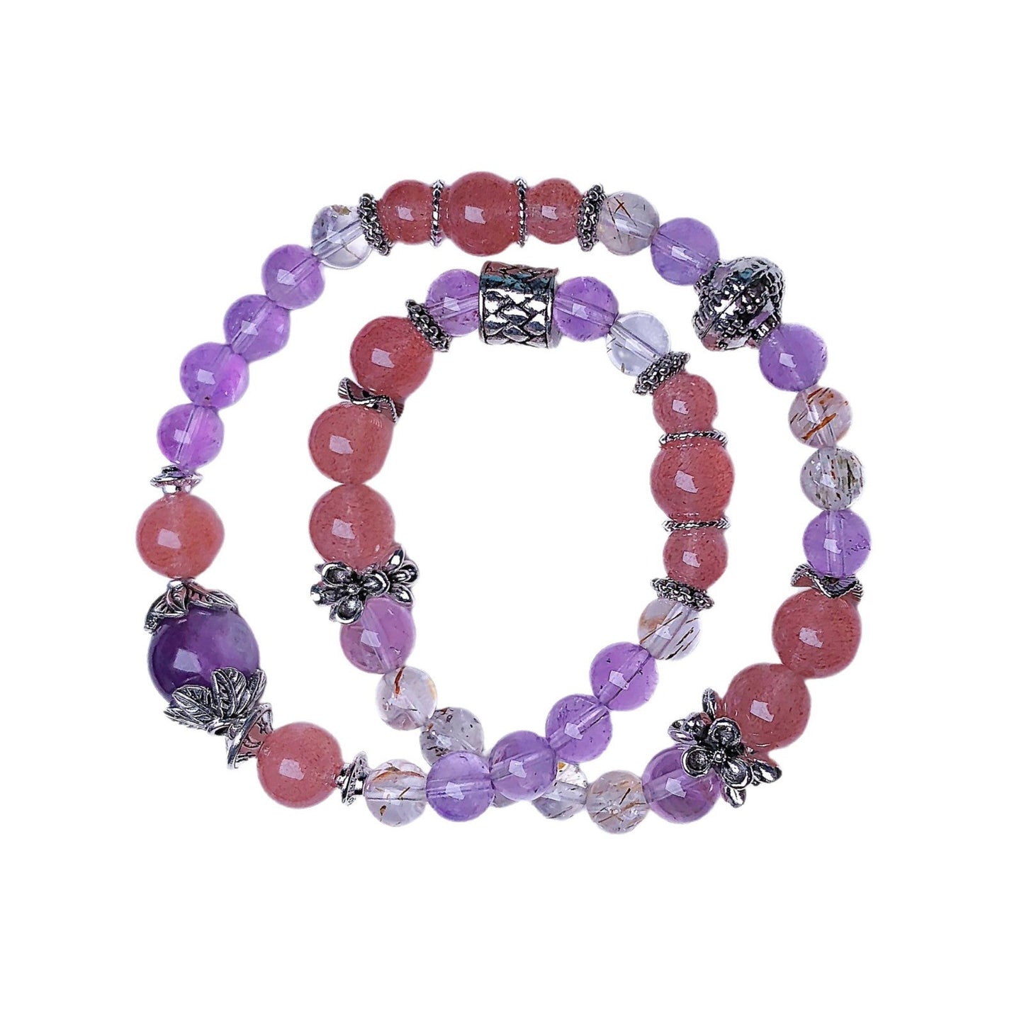 Strawberry Quartz Double Wrap Bracelet ā Customizable Natural Crystal Jewelry