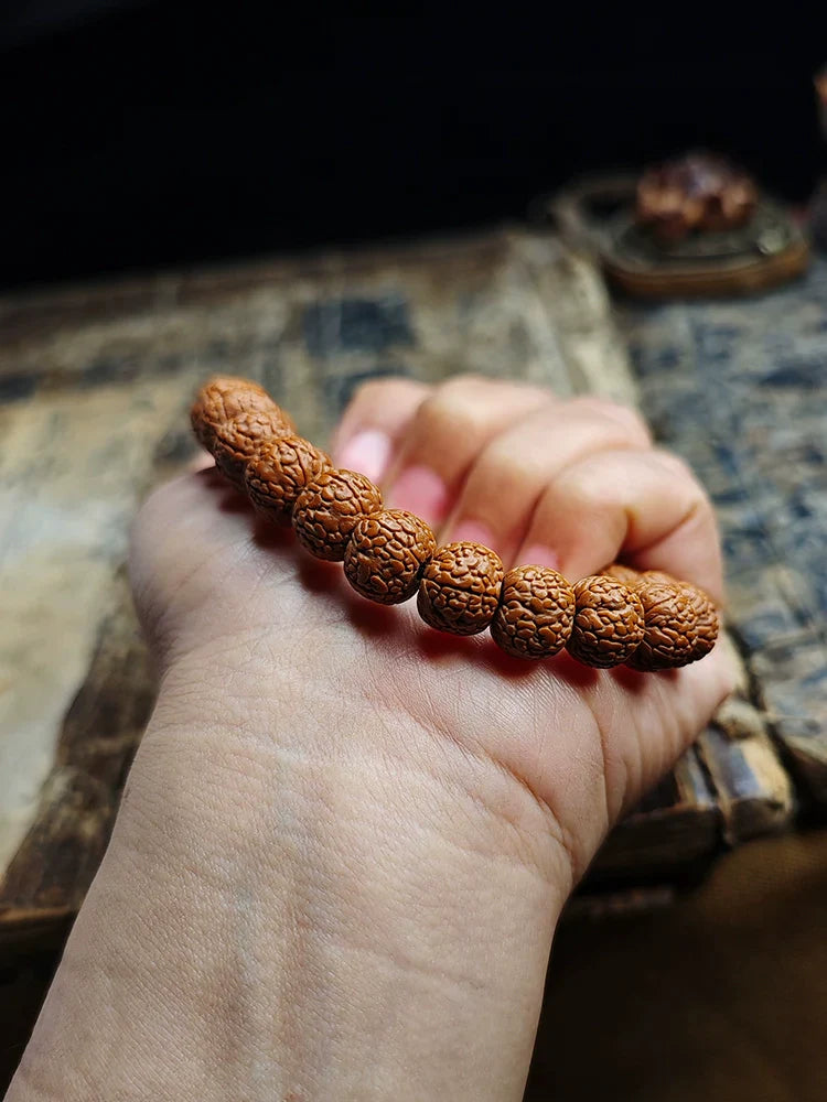 Dragon Scale Pattern Small Rudraksha Bodhi Bead Bracelet
