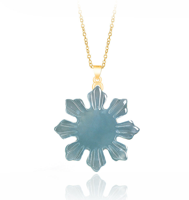 Natural Jadeite Sunflower Pendant, S925 Silver Clasp