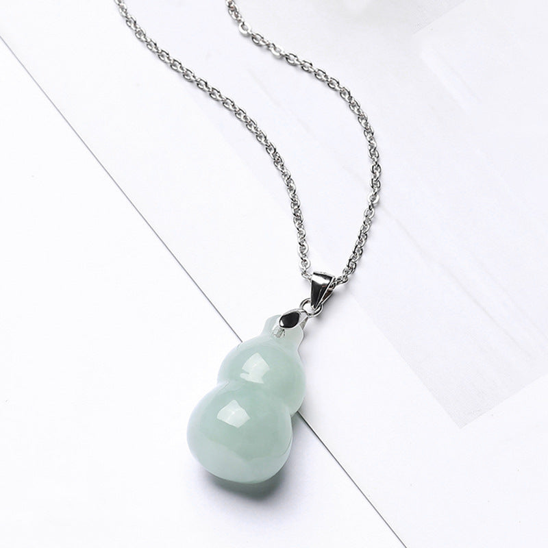 Natural Burmese A-Grade Jadeite Gourd Pendant – Genuine Jade Feng Shui Talisman with Red Cord or Silver Chain