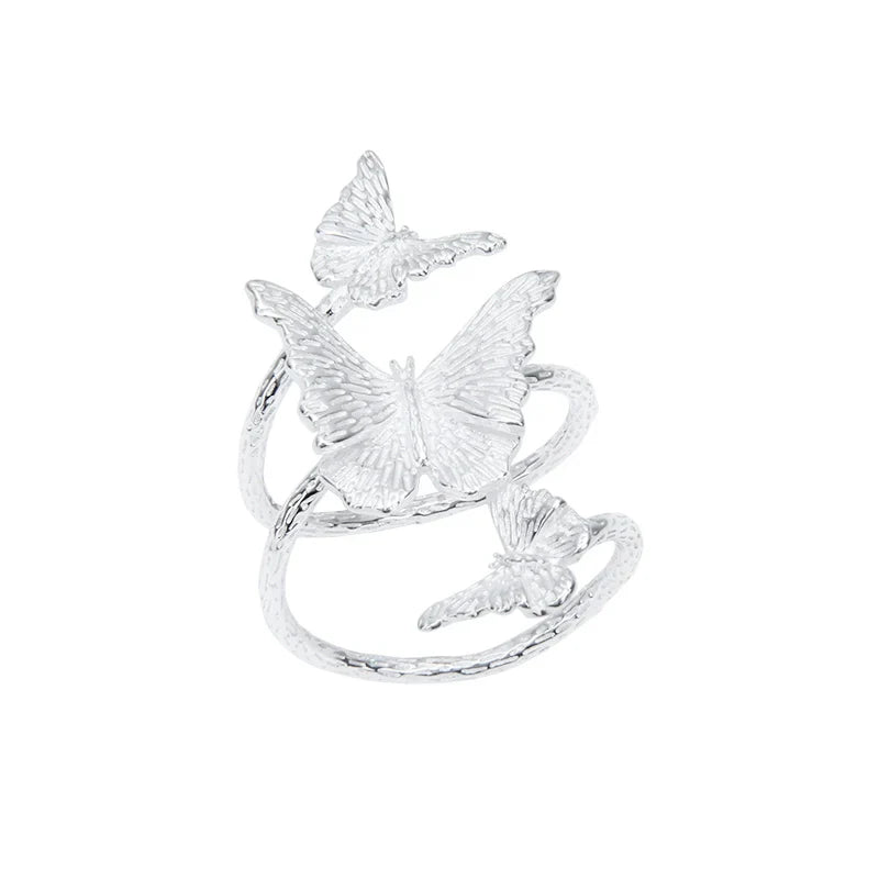 S925 Sterling Silver Adjustable Butterfly Wrap Ring for Women