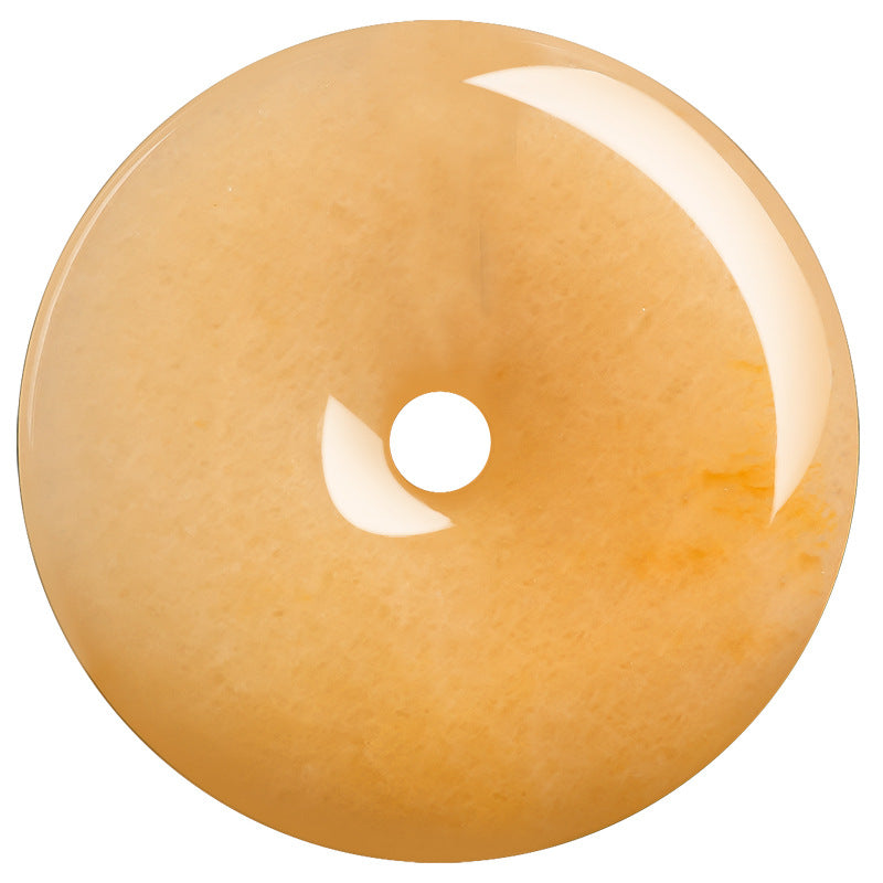 Natural Xinjiang Golden Silk Jade Pi Disc Pendant โ Hand-Carved Peace Charm, Unisex Feng Shui Jewelry