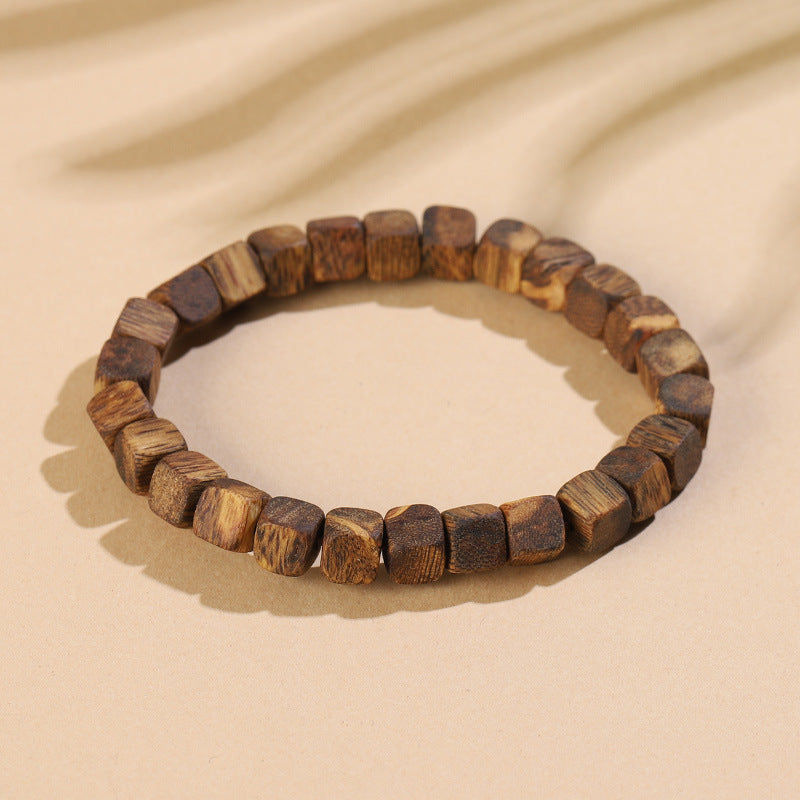 Natural Hainan Agarwood Cube Bead Bracelet – Health & Protection