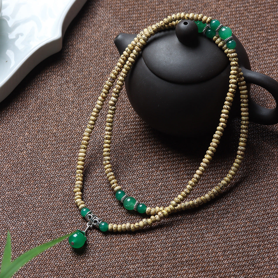 Mini Star and Moon Bodhi Bracelet with Green Agate Accent – 3×5mm