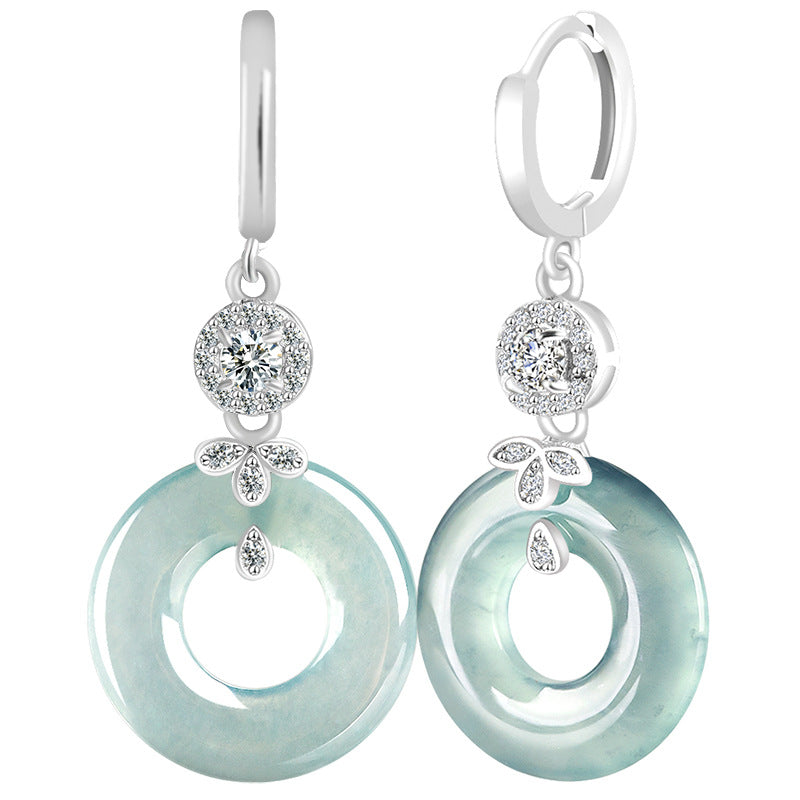 Natural A-Grade Blue Water Jadeite Hoop Earrings β S925 Silver, Ice-Type Jade, High-End Fashion for Women