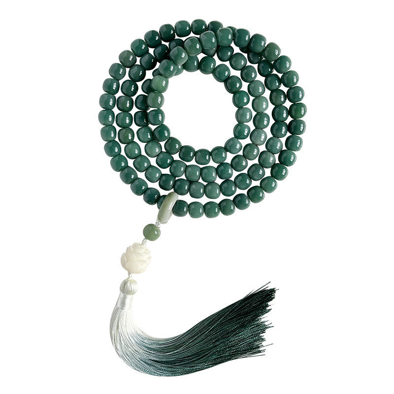 Natural Green Bodhi Seed Mala β 108 Beads for Meditation & Mindful Living