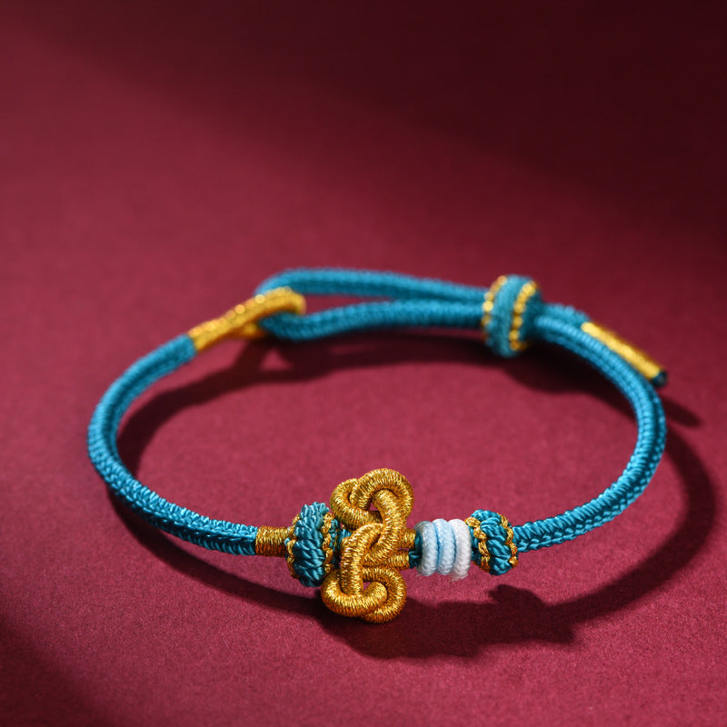 Handmade Red String Bracelet with Double Heart Peach Blossom Knot – Yearly Good Luck Charm
