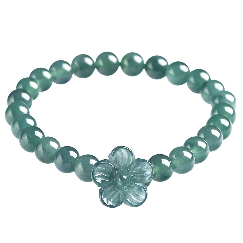 Natural A-Grade Blue Water Jadeite Peach Blossom Bracelet