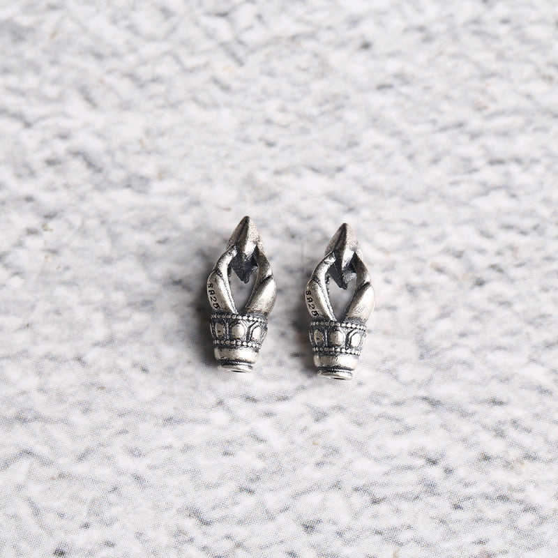 S925 Silver, Vajra Pestle, Tibetan Bracelet Jewelry, Disciple Bead Accessories, Rope End Pendant DIY Accessories
