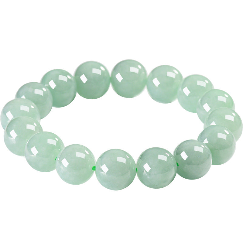 Natural Burmese A-Grade Jadeite Round Bead Bracelet โ 13mm Beads, Spiritual Healing & Protection