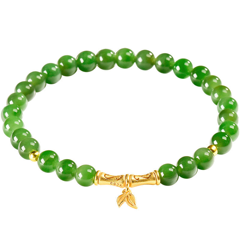 Natural Aged Green Hetian Jade Bamboo Segment Bracelet for Women β Authentic Jade Jewelry