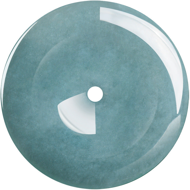 Natural Blue Water Jadeite Peace Amulet Pendant โ A-Grade Jade, Spiritual Protection Talisman