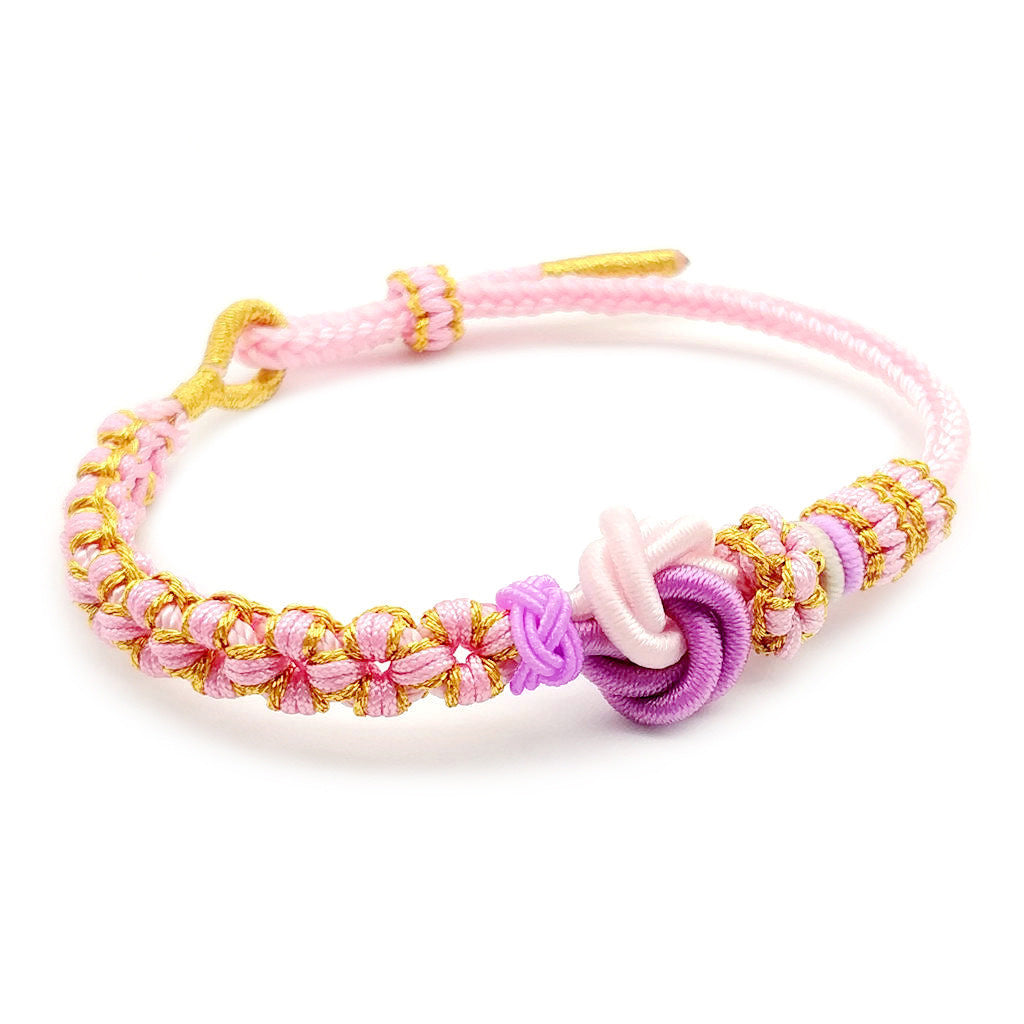 Mandala Knot Pink Charm Bracelet β 8-Strand Braided Adjustable Cord for Love & Harmony