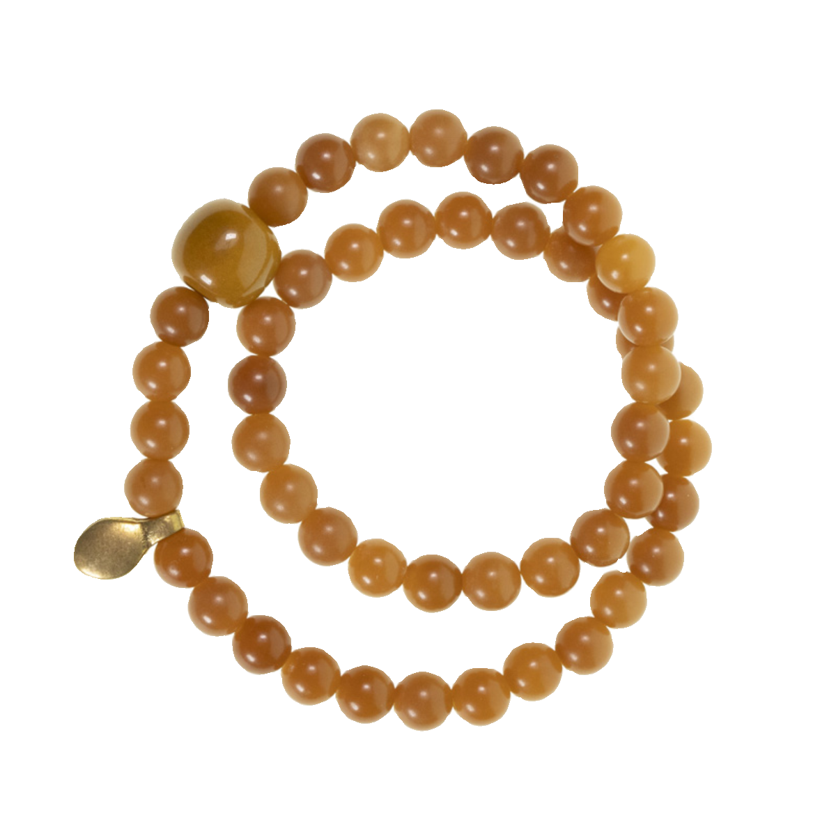 Natural Yellow-Brown Bodhi Double Wrap Bracelet with Brass Accents
