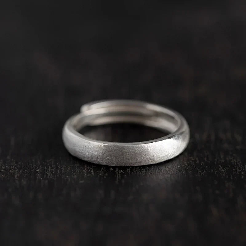 Buddha3bodhi Minimalist Vintage Pure Silver Matte Couple Rings - Adjustable