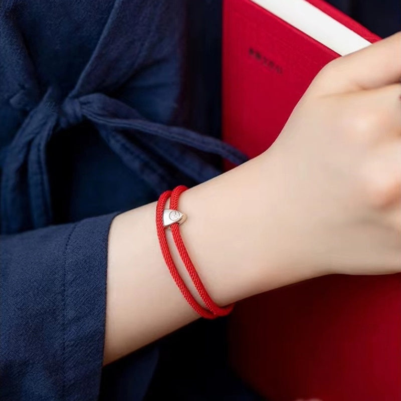 Buddha & Karma Red String Fu Lucky Bracelet - Bright Red