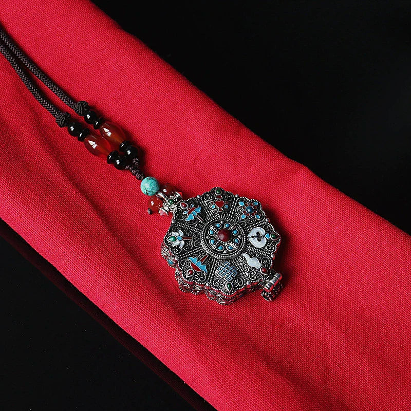 Tibetan Eight Treasures Six-Character Mantra Gau Box Tibetan Necklace Pendant