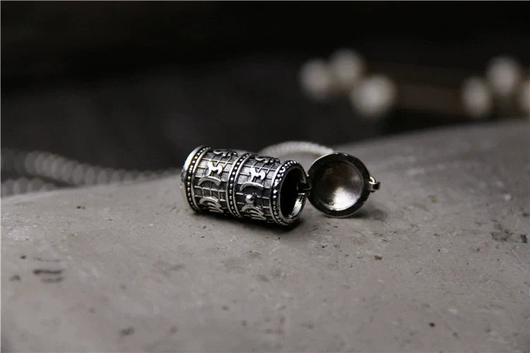 S925 Sterling Silver Retro Pendant Six-character Mantra Gawu Box Pendant