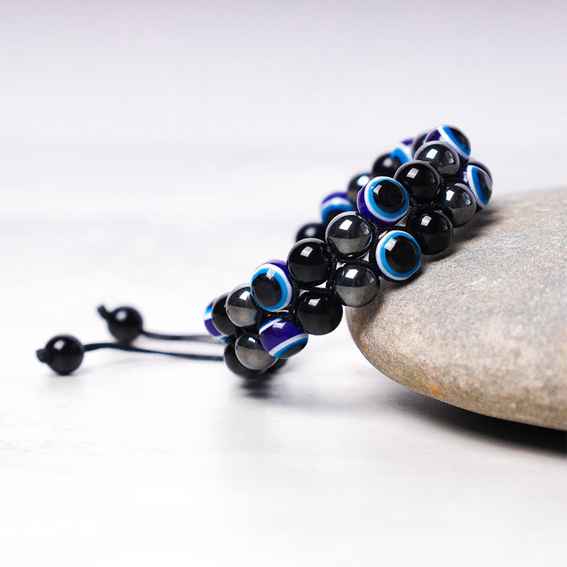 Wear FengShui Evil Eye Hematite Tiger Eye Protection Beaded Bracelet