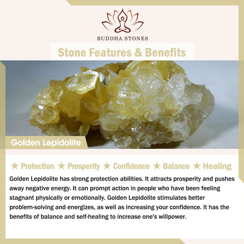 Wear FengShui Natural Golden Lepidolite Protection Prosperity Bracelet