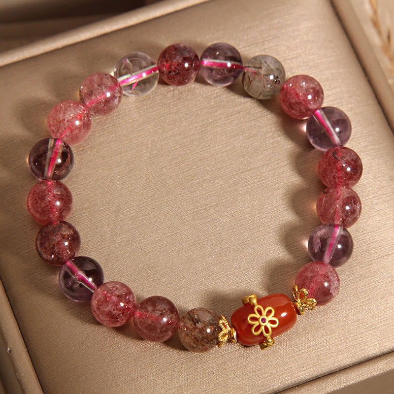 Wear FengShui Natural Super Seven Crystal Red Agate Positivity Bracelet