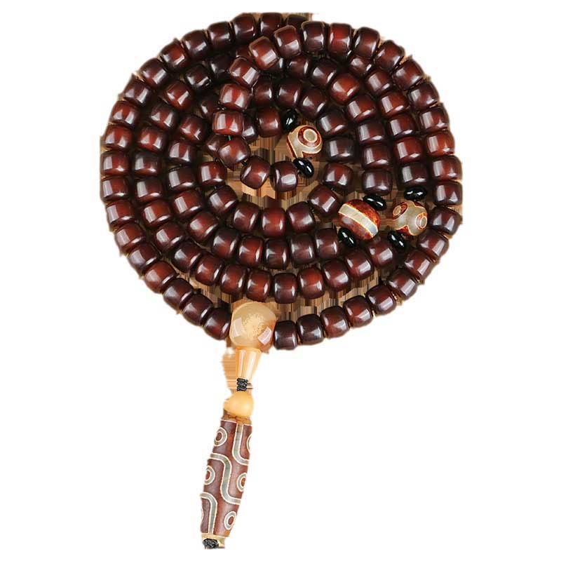 Wear FengShui 108 Mala Beads Three-eyed Dzi Bead Nine-eye Dzi Bead Jade Luck Bracelet