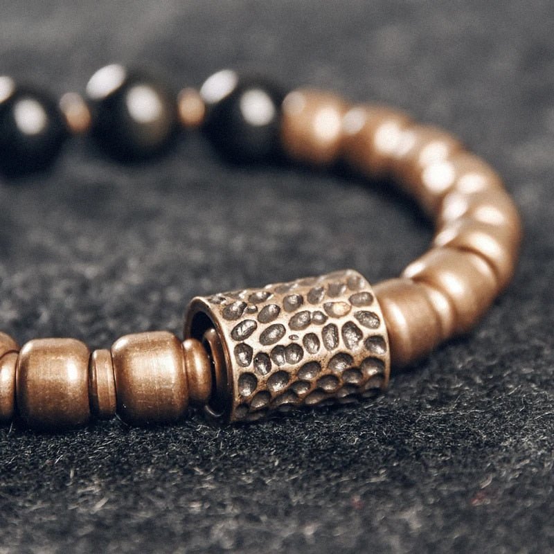 Rainbow Eye Obsidian Brass Bracelet