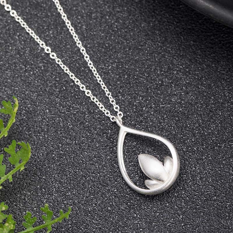 Wear FengShui 925 Sterling Silver Lotus Flower Floral Enlightenment Necklace Pendant