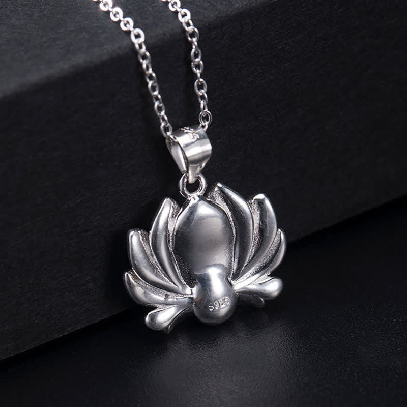 Wear FengShui 925 Sterling Silver Lotus Flower Pearl Wealth Necklace Pendant