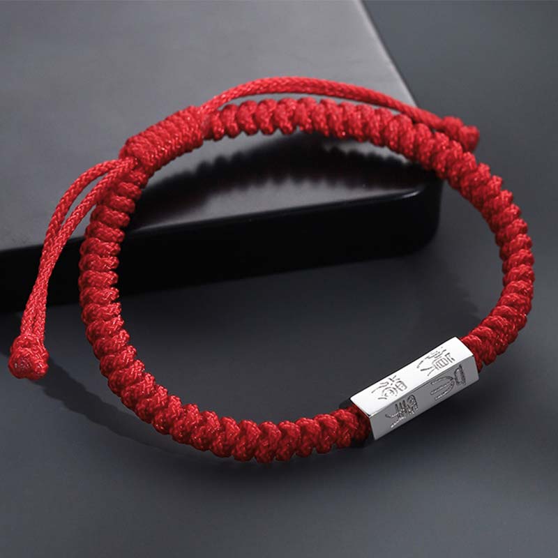 Wear FengShui 925 Sterling Silver Letter Engraving Blessing String Bracelet