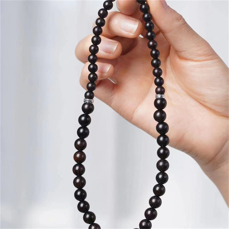 Wear FengShui Tibet Ebony Wood Dzi Bead Balance Double Wrap Bracelet