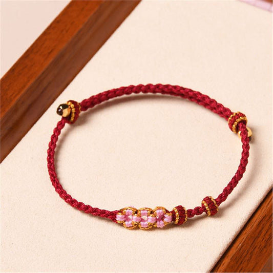 Wear FengShui Handmade Peach Blossom Protection Braided Rope Bracelet