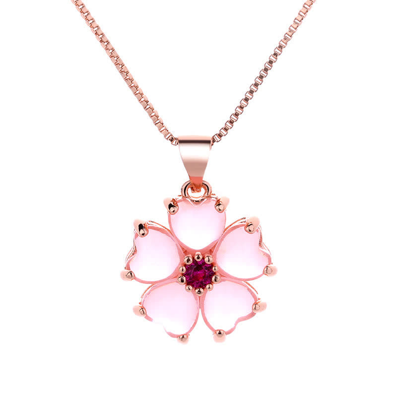 Wear FengShui Pink Crystal Love Heart Flower Soothing Necklace Pendant